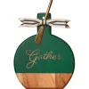 Acacia Bevel Board Green w/ Ribbon & Gold Spreader Knife | Gather | 9.75 x 8"-Maple Outlet