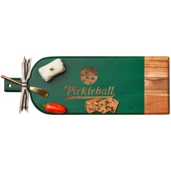 Acacia Bevel Board Long Green w/ Ribbon & Gold Spreader Knife | Pickleball | 20 x 7"-Maple Discount