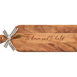 Acacia Bevel Board Long w/ Gold Spreader & Ribbon | To Have And To Hold | 20 x 7"-Maple Discount