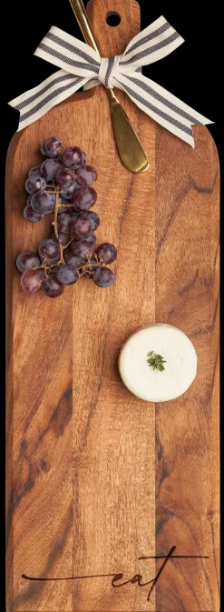 Acacia Bevel Board w/ Ribbon & Gold Spreader Knife | Eat | 20 x 7"-Maple Discount