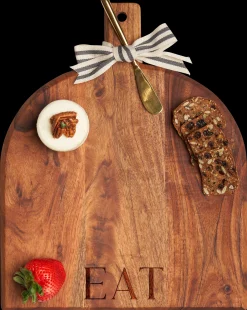 Acacia Bevel Board w/ Ribbon & Gold Spreader Knife | Eat | 15 x 12"-Maple Online