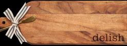 Acacia Bevel Board w/ Ribbon & Gold Spreader Knife | Delish | 20 x 7"-Maple Discount
