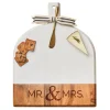 Acacia Bevel Board White w/ Ribbon & Gold Spreader Knfie | Modern Mr. & Mrs. | 15" X 12" X .6"-Maple Online