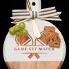 Acacia Bevel Board White w/ Ribbon & Gold Spreader Knife | Game Set Match | 9.75 x 8"-Maple Fashion