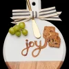 Acacia Bevel Board White w/ Ribbon & Gold Spreader Knife | Joy | 9.75 x 8"-Maple Sale