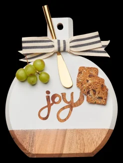 Acacia Bevel Board White w/ Ribbon & Gold Spreader Knife | Joy | 9.75 x 8"-Maple Sale