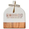 Acacia Bevel Board White w/ Ribbon & Gold Spreader Knife | Get Your Mahj On | 15" X 12" X .6"-Maple Hot