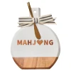 Acacia Bevel Board White w/ Ribbon & Gold Spreader Knife | Mahjong | 9.75 x 8"-Maple Fashion