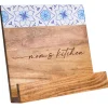 Acacia Cookbook Holder with Capri Pattern Enamel | Mom's Kitchen Script | 11 X 11"-Maple Clearance