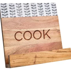Acacia Cookbook Holder with Black & White Enamel | Cook | 11 X 11"-Maple Fashion