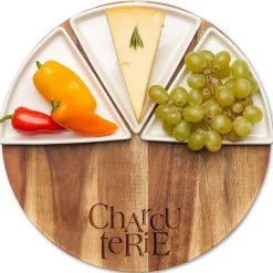 Acacia Fête Set Round | Charcuterie | 12" Round-Maple Hot