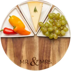 Acacia Fête Set Round | Modern Mr. & Mrs. | 12" Round-Maple Clearance
