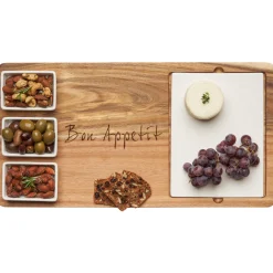 Acacia Fête Set Tray | Bon Appetite | 18" x 9.5"-Maple New