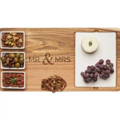 Acacia Fête Set Tray | Mr. & Mrs. | 18" x 9.5"-Maple New