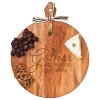 Acacia Heirloom Board Round w/ Gold Spreader & Ribbon | Gather with Friends and Family | 20 x 16"-Maple Hot