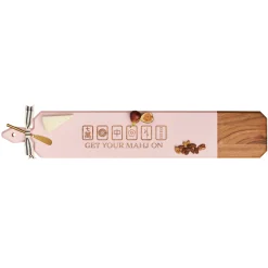 Acacia Heirloom Board Skinny In Pink Color w/ Gold Spreader & Ribbon | Get Your Mahj On | 34 x 6"-Maple Fashion