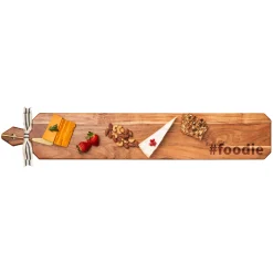 Acacia Heirloom Board Skinny w/ Gold Spreader & Ribbon | Hashtag Foodie | 34 x 6"-Maple Outlet