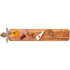 Acacia Heirloom Board Skinny w/ Gold Spreader & Ribbon | Eat Drink & Be Merry | 34 x 6"-Maple New