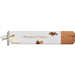 Acacia Heirloom Board Skinny In White Color w/ Gold Spreader & Ribbon | Personalize | 34 x 6"-Maple Online