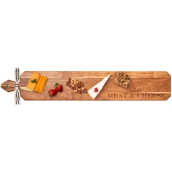 Acacia Heirloom Board Skinny w/ Gold Spreader & Ribbon | Meat & Cheese | 34 x 6"-Maple Outlet
