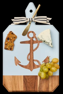 Acacia Heirloom Board w/ Handle Rectangle in Light Blue Color | Anchor | 16 x 10"-Maple Best