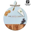 Acacia Heirloom Board w/ Handle Round In Light Blue Color | Personalize | 20 x 16"-Maple Online