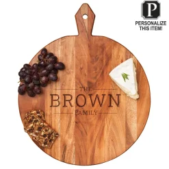 Acacia Heirloom Board w/ Handle Round | Personalize | 20 x 16"-Maple Clearance