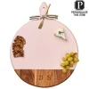 Acacia Heirloom Board w/ Handle Round In Blush Color | Personalize | 20 x 16"-Maple Fashion