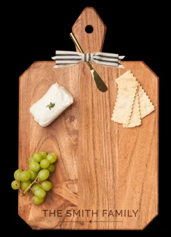 Acacia Heirloom Board w/ Handle Rectangle w/ Gold Spreader and Ribbon | 16 x 10"-Maple Sale