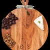 Acacia Heirloom Board w/ Handle Round w/ Gold Spreader and Ribbon | 20 x 16"-Maple Best