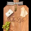 Acacia Heirloom Board with Handle Rectangle & Gold Spreader Tied with Gray & White Ribbon | Lake Life | 16 x 10 x .6"-Maple Fashion