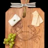 Acacia Heirloom Board with Handle Rectangle & Gold Spreader Tied with Gray & White Ribbon | Crab | 16 x 10 x .6"-Maple Outlet
