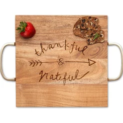Acacia Modern Square with Gold Handles | Thankful & Grateful | 12" x 12"-Maple Discount