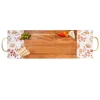 Acacia Plank Antique Floral Pattern Enamel with Gold Handles | 30 x 10"-Maple New