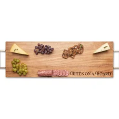Acacia Serving Board with Gold Handles | Parisian Bites on a Board | 30 x 10"-Maple Discount