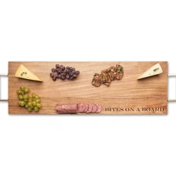 Acacia Serving Board with Gold Handles | Bites on a Board | 30 x 10"-Maple Discount