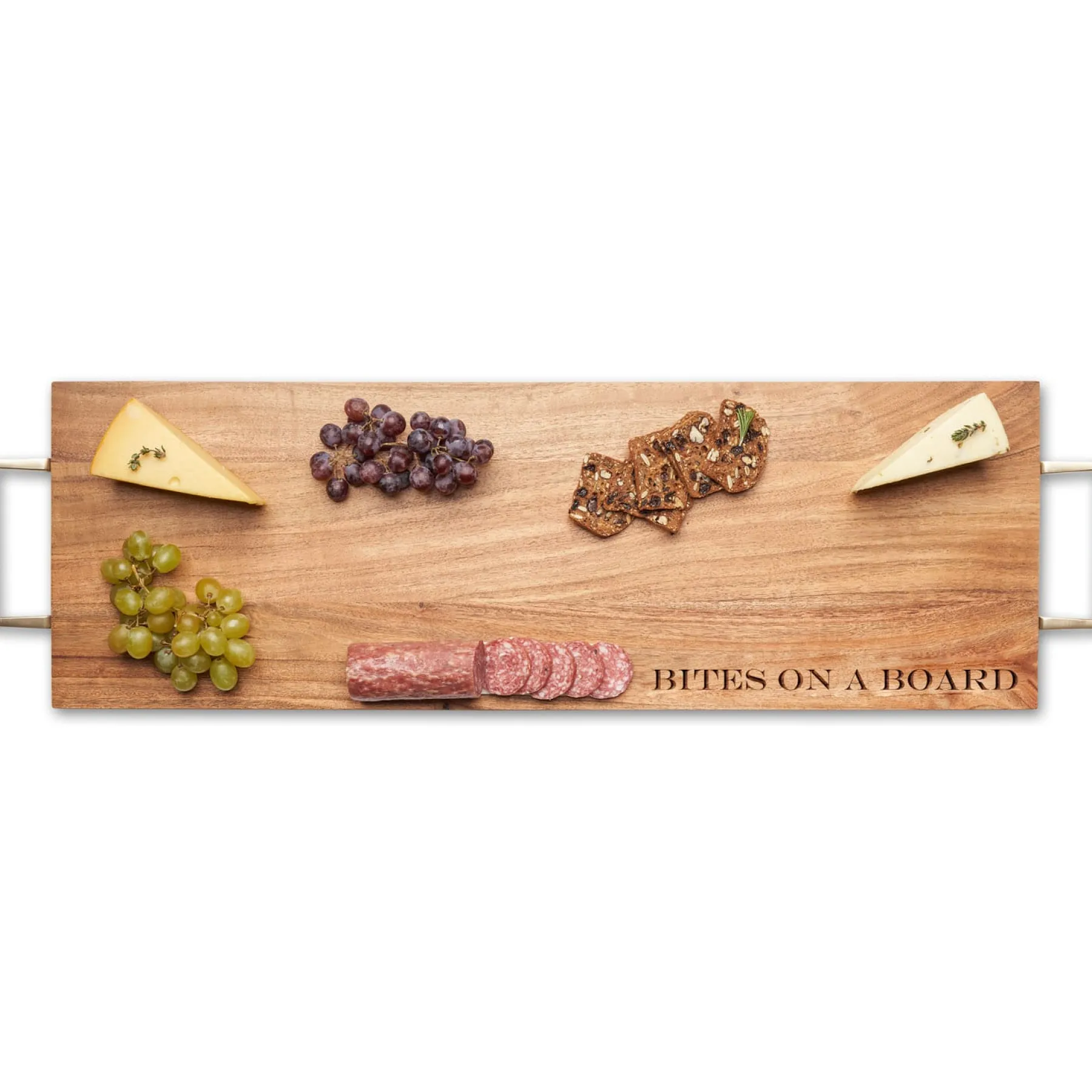 Acacia Serving Board with Gold Handles | Bites on a Board | 30 x 10"-Maple Discount