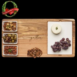 Acacia Wood Fête Set w/ 'Gather' Engraving - Oprah's Favorite-Maple Online