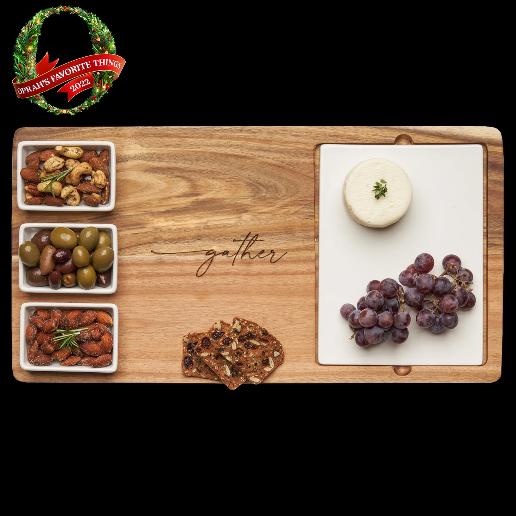 Acacia Wood Fête Set w/ 'Gather' Engraving - Oprah's Favorite-Maple Online