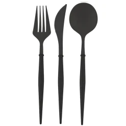 All Black Bella Assorted Plastic Cutlery/24pc, Service for 8-Sophistiplate Clearance