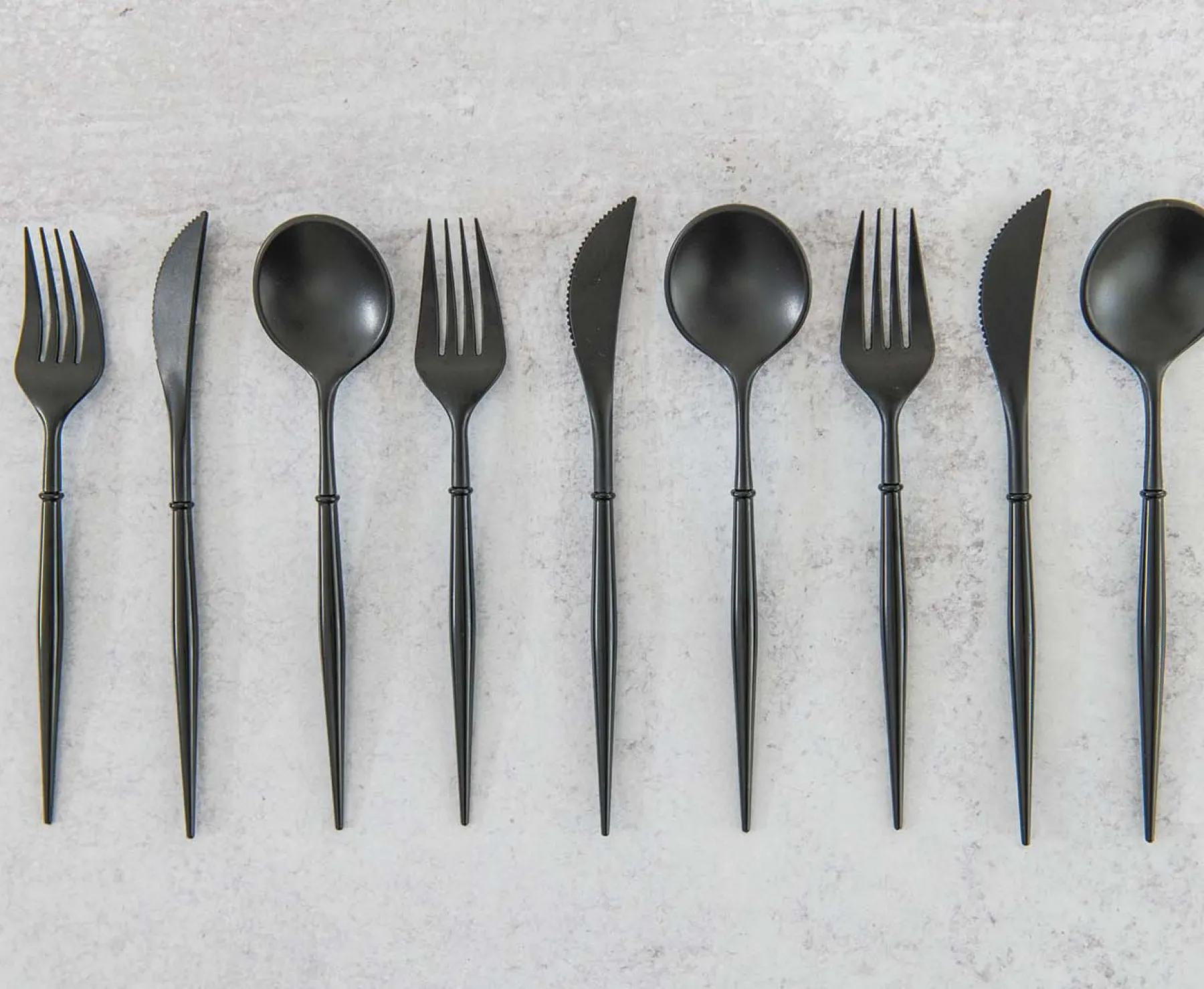 All Black Bella Assorted Plastic Cutlery/24pc, Service for 8-Sophistiplate Clearance