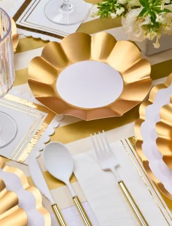 Appetizer/Dessert Bowl Gold & White/8 pkg-Sophistiplate Online