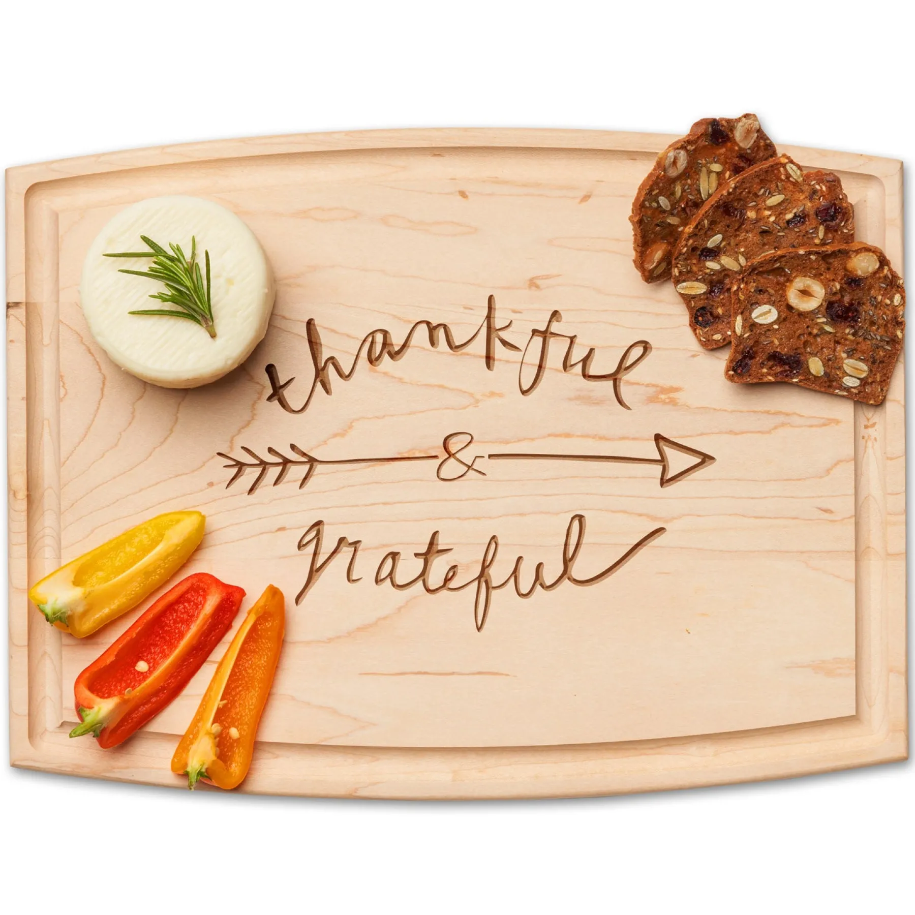 Arched Artisan Board | Thankful & Grateful | 12 x 9"-Maple Hot