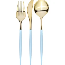 Bella Cutlery Gold/Sky Blue Handle/24pkg-Sophistiplate Outlet