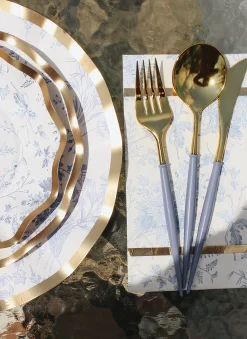 Bella Cutlery Gold/Sky Blue Handle/24pkg-Sophistiplate Outlet