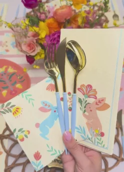 Bella Cutlery Gold/Sky Blue Handle/24pkg-Sophistiplate Outlet