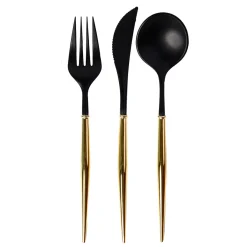 Black & Gold Bella Assorted Plastic Cutlery/36pc, Service for 12-Sophistiplate Hot