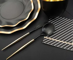 Black & Gold Bella Assorted Plastic Cutlery/36pc, Service for 12-Sophistiplate Hot