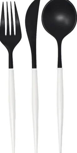Black and White Bella Assorted Plastic Cutlery/24pc, Service for 8-Sophistiplate Hot