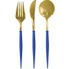Blue & Gold Bella Assorted Plastic Cutlery/24pc, Service for 8-Sophistiplate New